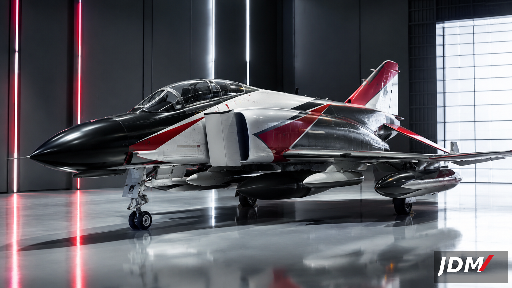 JDM Team F-4 Phantom II in modern hangar
